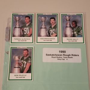 1990 Saskatchewan Roughriders Team Health Grey Cup Card Set      